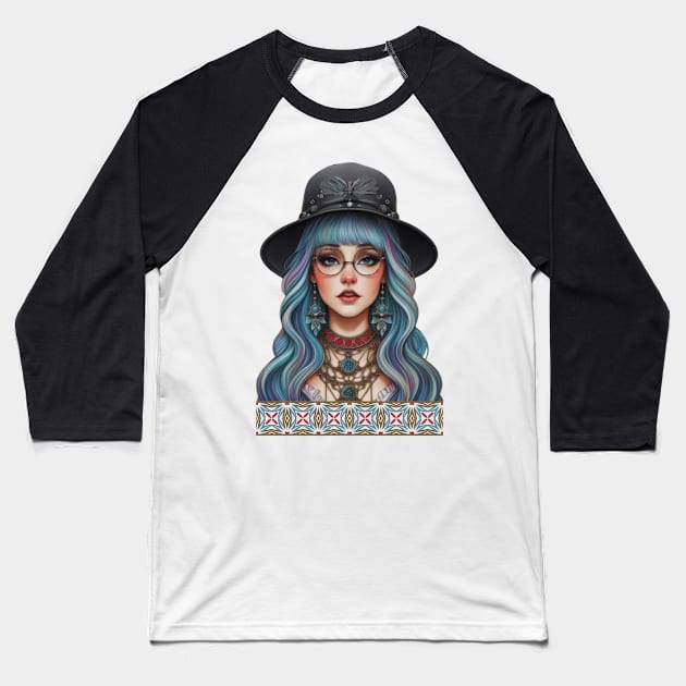 Bohemian Charm Girl Baseball T-Shirt by ALM Artbox